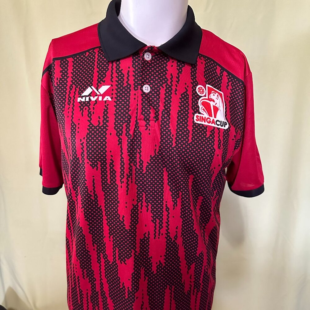 SingaCup Football Nivia Men's Red Black Polo Shirt Size XL 42" Polyester